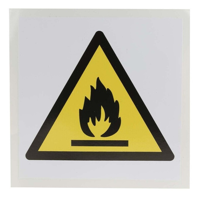 RS PRO Self-Adhesive Fire Safety Hazard Warning Sign