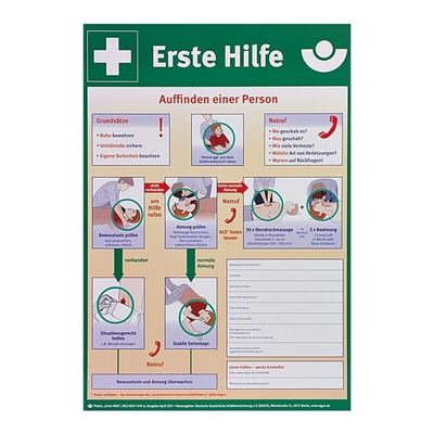 First Aid Safety Poster, Plastic, German