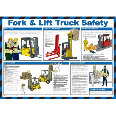 Fork and Lift Truck Safety Guidance Safety Poster, Semi Rigid Laminate, English, 420 mm, 590mm