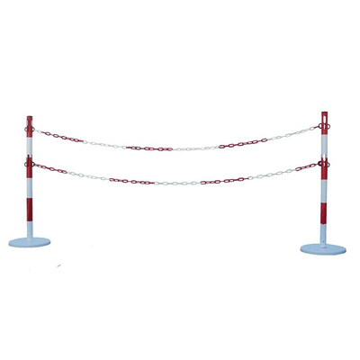 RS PRO Red & White Steel Barrier Post, 2m, Red, White Tape