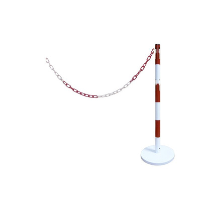 RS PRO Red & White Steel Barrier Post, 2m, Red, White Tape