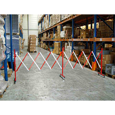 RS PRO Red/White Steel Extendable Barrier