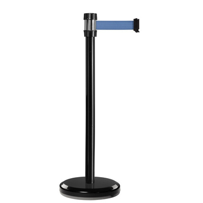 RS PRO Black Steel Retractable Barrier, Blue Tape