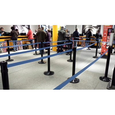 RS PRO Black Steel Retractable Barrier, Blue Tape