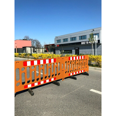 RS PRO Orange Polypropylene Safety Barrier, Red, White Tape