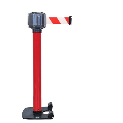 RS PRO Red & White Steel Retractable Barrier, 10m, Red, White Tape