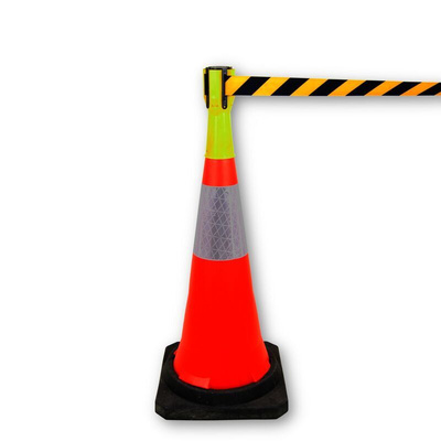 RS PRO ABS Retractable Barrier, Yellow/Black Tape