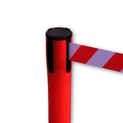 RS PRO Retractable Barrier, 3m, Red/White Tape