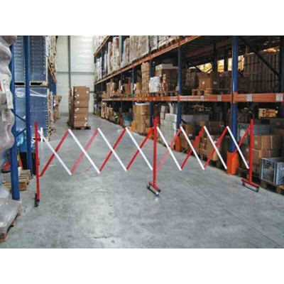 RS PRO Red & White Steel Extendable Barrier