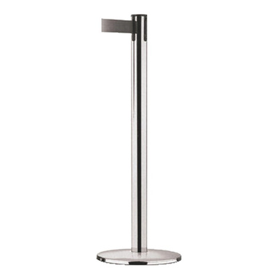 RS PRO Black Stainless Steel Retractable Barrier