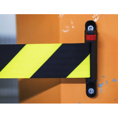 RS PRO Black & Yellow Polyester Retractable Barrier, Yellow/Black Tape