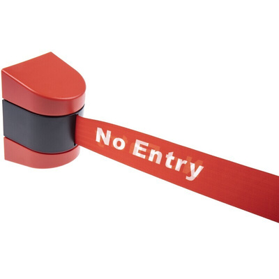 RS PRO Black & Red Polyester Retractable Barrier, Red Tape