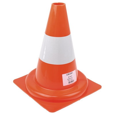 RS PRO Orange, White 300 mm PP Traffic Cone