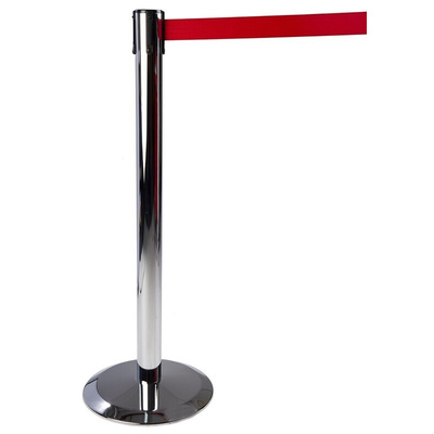 Tensator Black, Silver Retractable Barrier, 2.3m, Red Tape