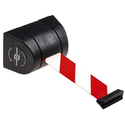 Tensator Black Plastic Retractable Barrier, 4.6m, Red, White Tape