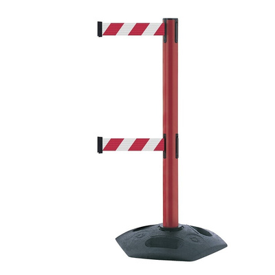 Tensator Red Plastic Retractable Barrier, 3.65m, Red, White Tape