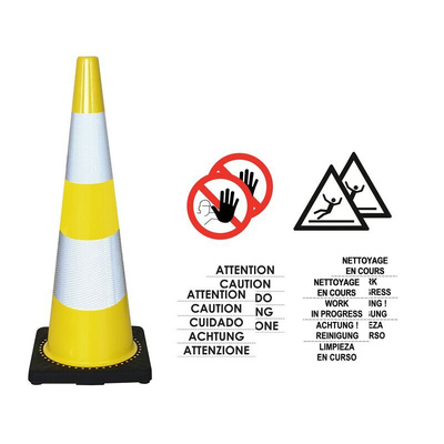 RS PRO Yellow 900 mm PVC Safety Cone