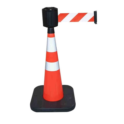 RS PRO Weighted Red, White 1.10 m PVC Safety Cone With Strap Reel