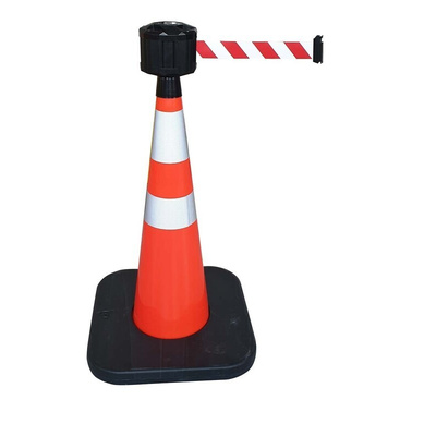 RS PRO Weighted Orange, White 1.05 m PVC Safety Cone With Strap Reel