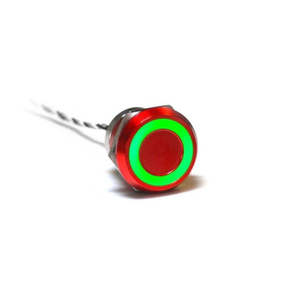 Bulgin Capacitive Switch Momentary NC,Illuminated, Green, Red, IP68, IP69K Red Anodised