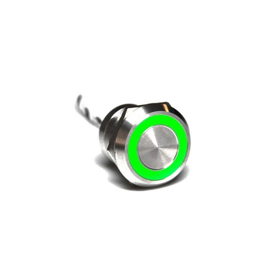 Bulgin Capacitive Switch Momentary NC,Illuminated, Green, Red, IP68, IP69K Stainless Steel