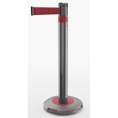 Skipper Black & Red Nylon Retractable Barrier, Red Tape