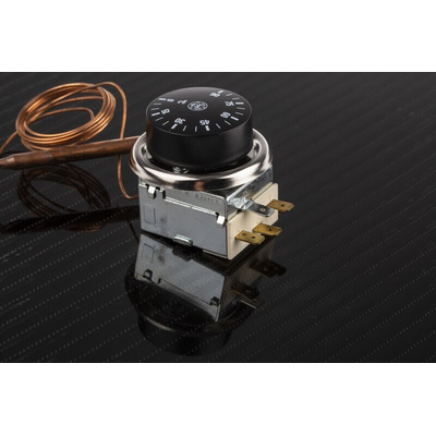 RS PRO Capillary Thermostat, +90°C Max, SPDT, Automatic Reset, Panel Mount