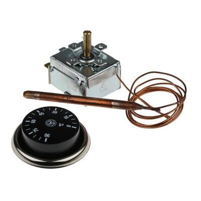 RS PRO Capillary Thermostat, +90°C Max, SPDT, Automatic Reset, Panel Mount