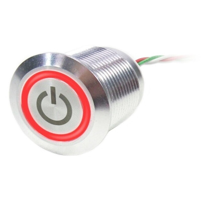 RS PRO Capacitive Switch Momentary NC,Illuminated, Green, Red, IP68 Brass