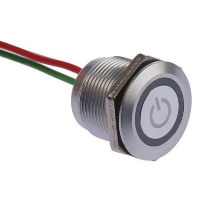 RS PRO Capacitive Switch Latching NO,Illuminated, Green, Red, IP68 Brass