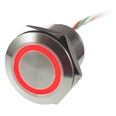 RS PRO Capacitive Switch Latching NC,Illuminated, Red, IP68 Brass