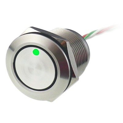 RS PRO Capacitive Switch Momentary NO,Illuminated, Green, Red, IP68 Brass