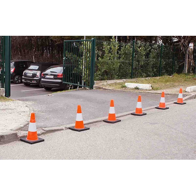 RS PRO Weighted Orange, White 450 mm PVC Traffic Cone