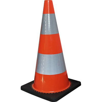 RS PRO Weighted Orange, White 700 mm PVC Traffic Cone