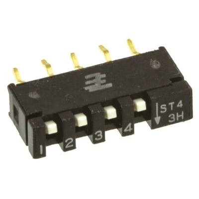 TE Connectivity 4 Way Through Hole SIP Switch 4PST