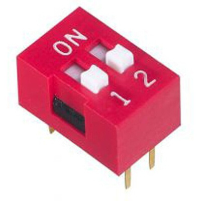 APEM 2 Way Through Hole DIP Switch DPST, Recessed Actuator