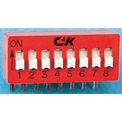 C & K 8 Way Through Hole DIP Switch SPST