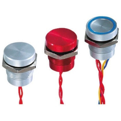 APEM Illuminated Piezo Switch, SPST, IP68, Flying Lead, 200 mA @ 24 V dc, -40 → +75°C