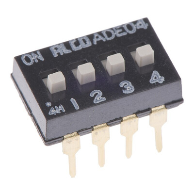 TE Connectivity 4 Way Through Hole DIP Switch 4PST