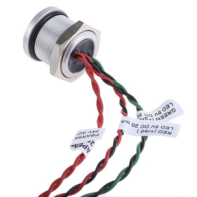 APEM Illuminated Piezo Switch, Momentary, Pulse, SPST, IP68, Flying Lead, 200 mA @ 24 V dc, -40 → +75°C