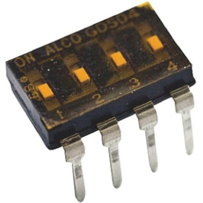 TE Connectivity 4 Way Through Hole DIP Switch SPST