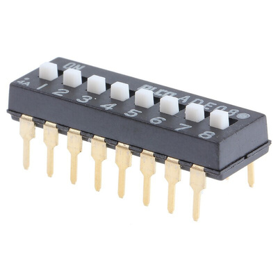TE Connectivity 8 Way Through Hole DIP Switch SPST, Extended Slide Actuator