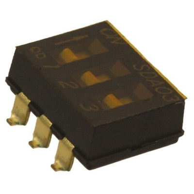 C & K 3 Way Surface Mount DIP Switch SPST, Flush Actuator