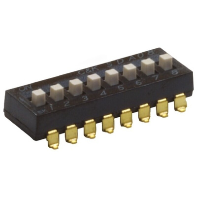 C & K 8 Way Surface Mount DIP Switch SPST, Extended Actuator