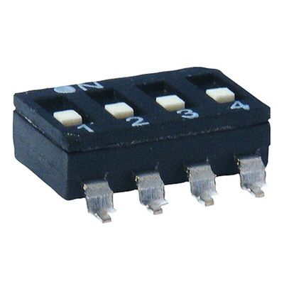 KNITTER-SWITCH 4 Way Surface Mount DIP Switch 4PST, Flat Actuator