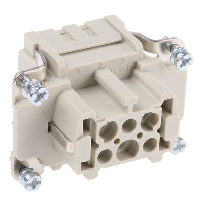 Han E Series size 16 A Connector Insert, Female, 6 Way, 16A, 500 V