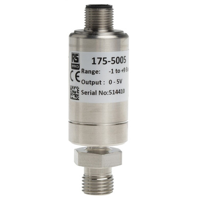 RS PRO Pressure Sensor, -1bar Min, 9bar Max, Analogue Output, Relative Reading