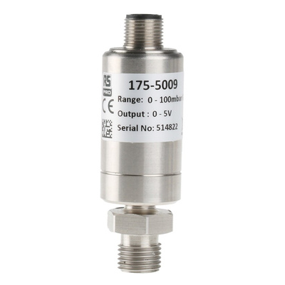 RS PRO Pressure Sensor, 0bar Min, 0.1bar Max, Analogue Output, Relative Reading