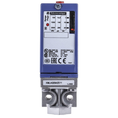 Telemecanique Sensors Pressure Sensor, 1bar Min, 20bar Max, Relay Output, Differential Reading