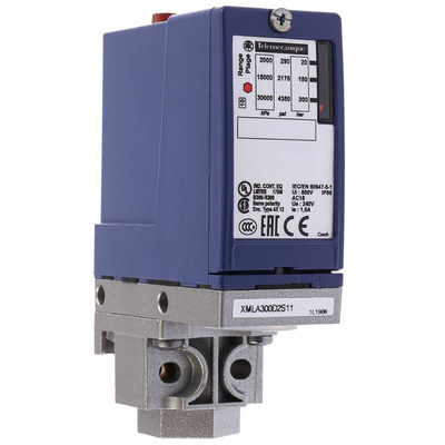 Telemecanique Sensors Pressure Sensor, 20bar Min, 300bar Max, Relay Output, Differential Reading